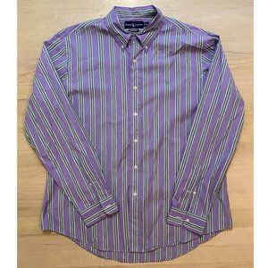 Ralph Lauren Custom Fit purple stripe shirt sz XL